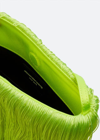 Alexander Wang - Bolsa de ombro feminina com franjas de cristal e cetim