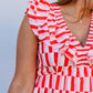 Joy Joy - Ruched V-neck Ruffles Dress