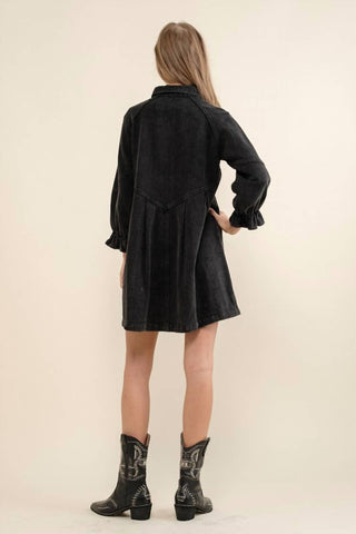 Hidden - Washed Denim Shirt Dress