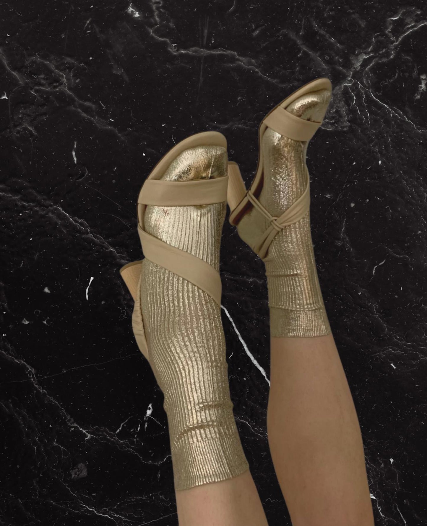 Maria La Rosa - Women's One Ribbed Laminated Metallic Socks