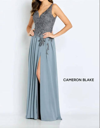 Cameron Blake - Vestido de noite com decote em V e renda com contas