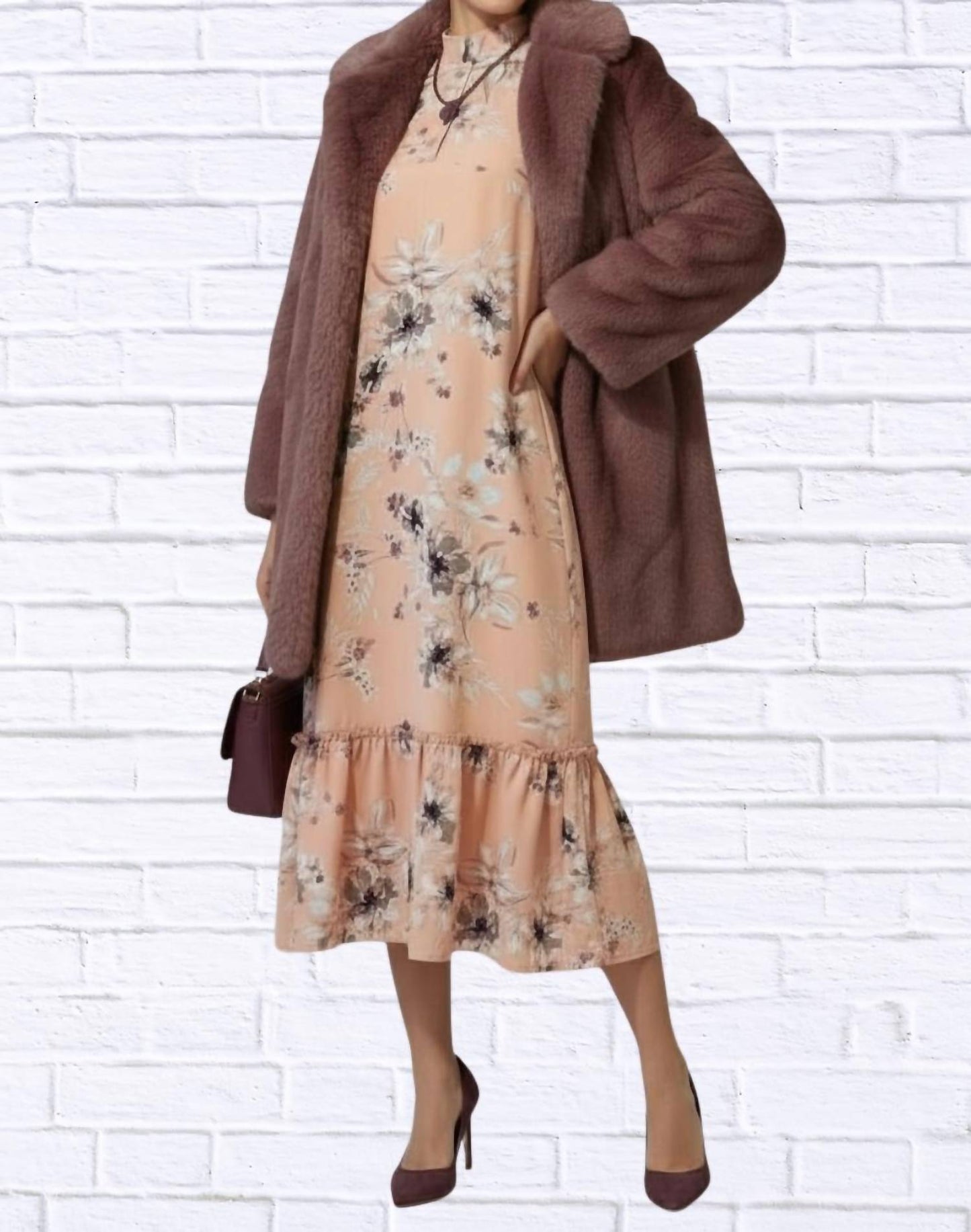 Diva Usa - Floral Ruffle Hem Midi Dress
