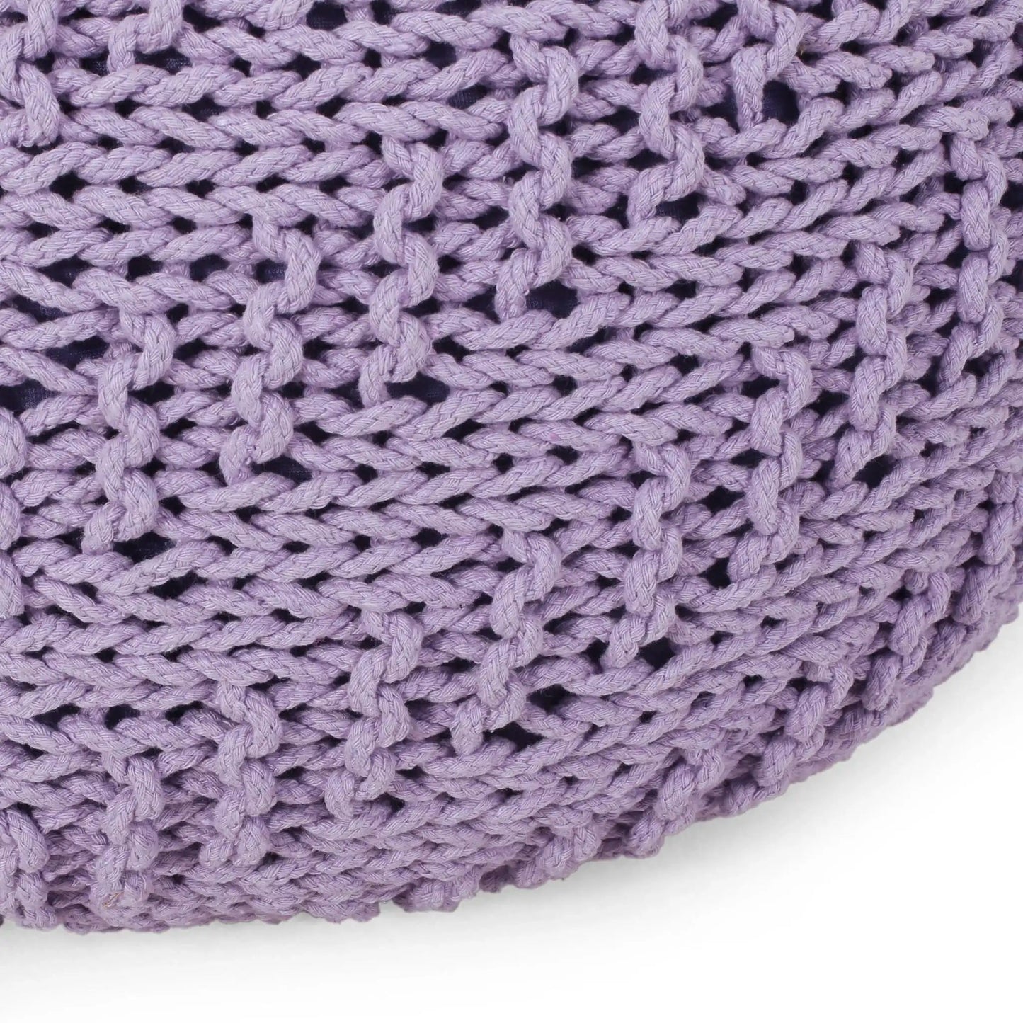 Bordeaux Knitted Cotton Round Pouf Ottoman