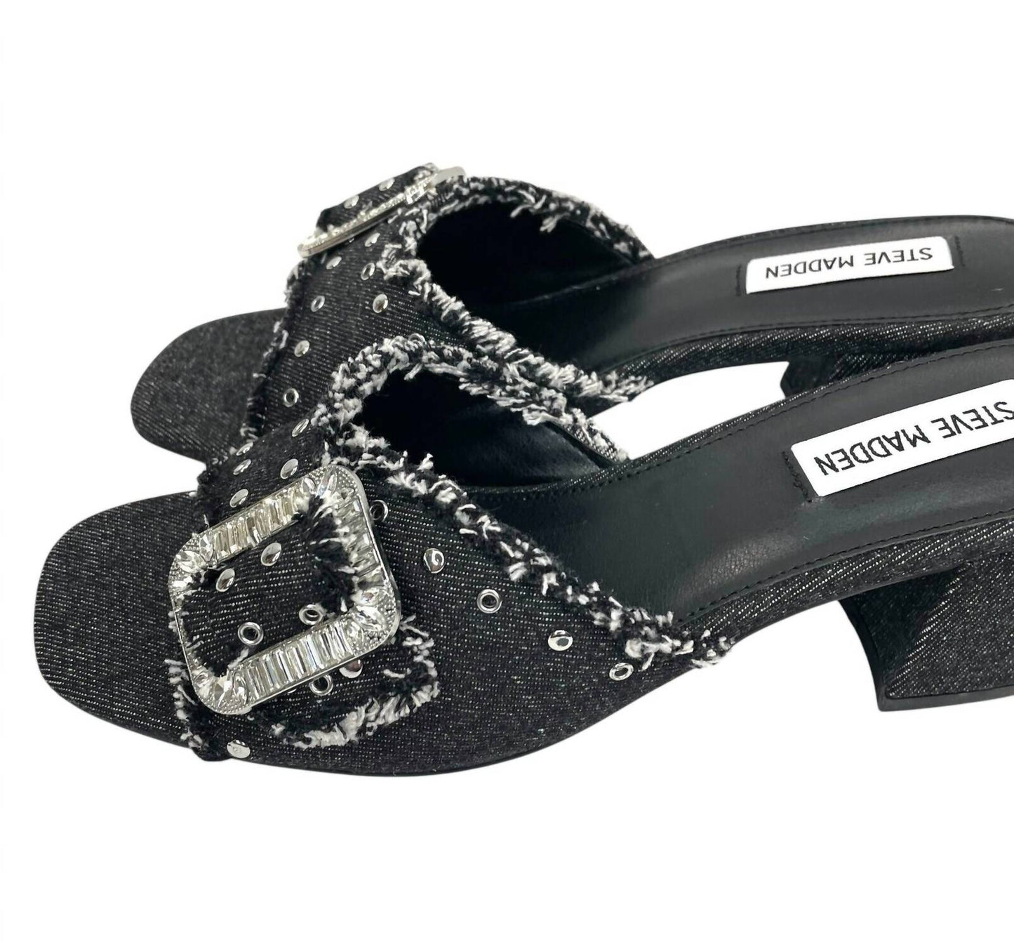 Steve Madden - Block Heel Studs Denim Sandals
