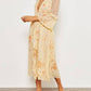 Topshop - Floral Print Lace Rhinestones Ruffle Midi Dress