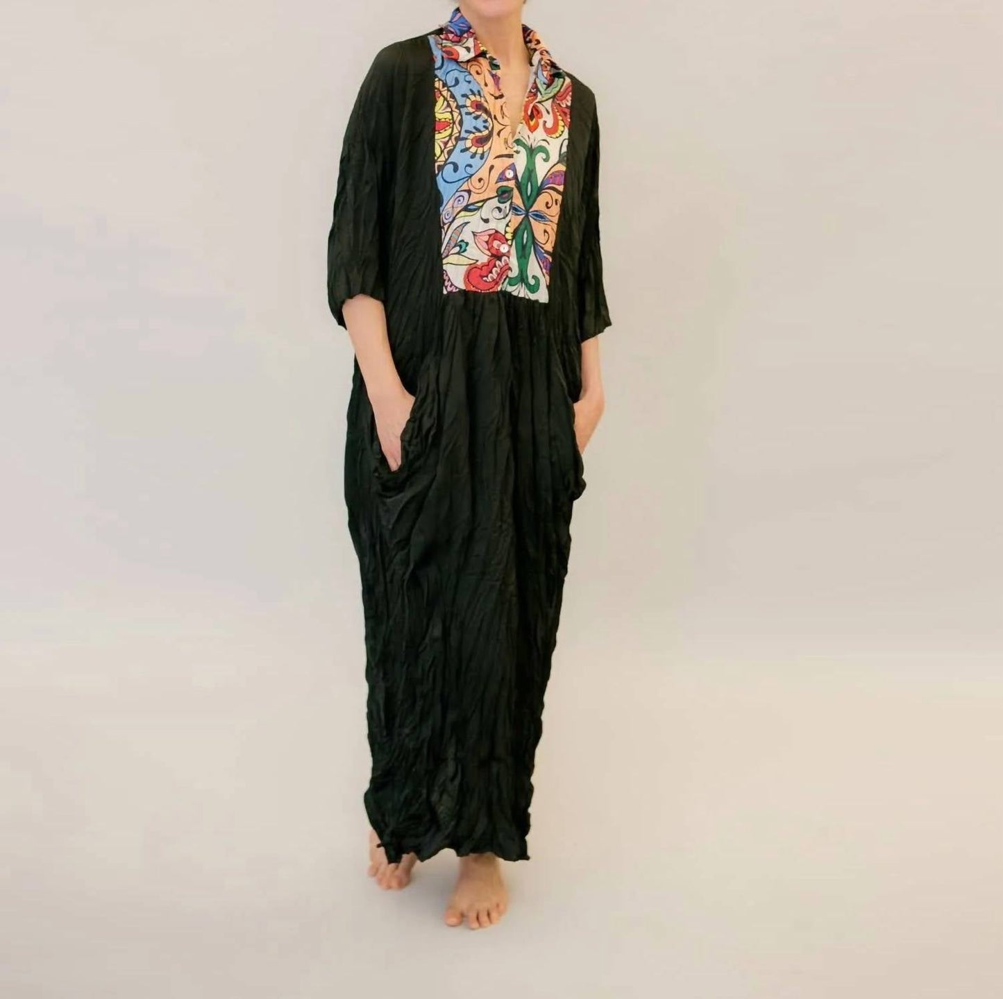 Alembika - Paisley Bib Crinkle Maxi Dress