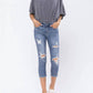 Judy Blue - Mid-rise Destroyed Capri Jeans - Plus