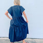 Entro - Twirl-worthy Flutter Sleeve Tiered Midi Dress