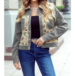 1 The Woman - Ribbed Retro Floral Patchwork Jacket