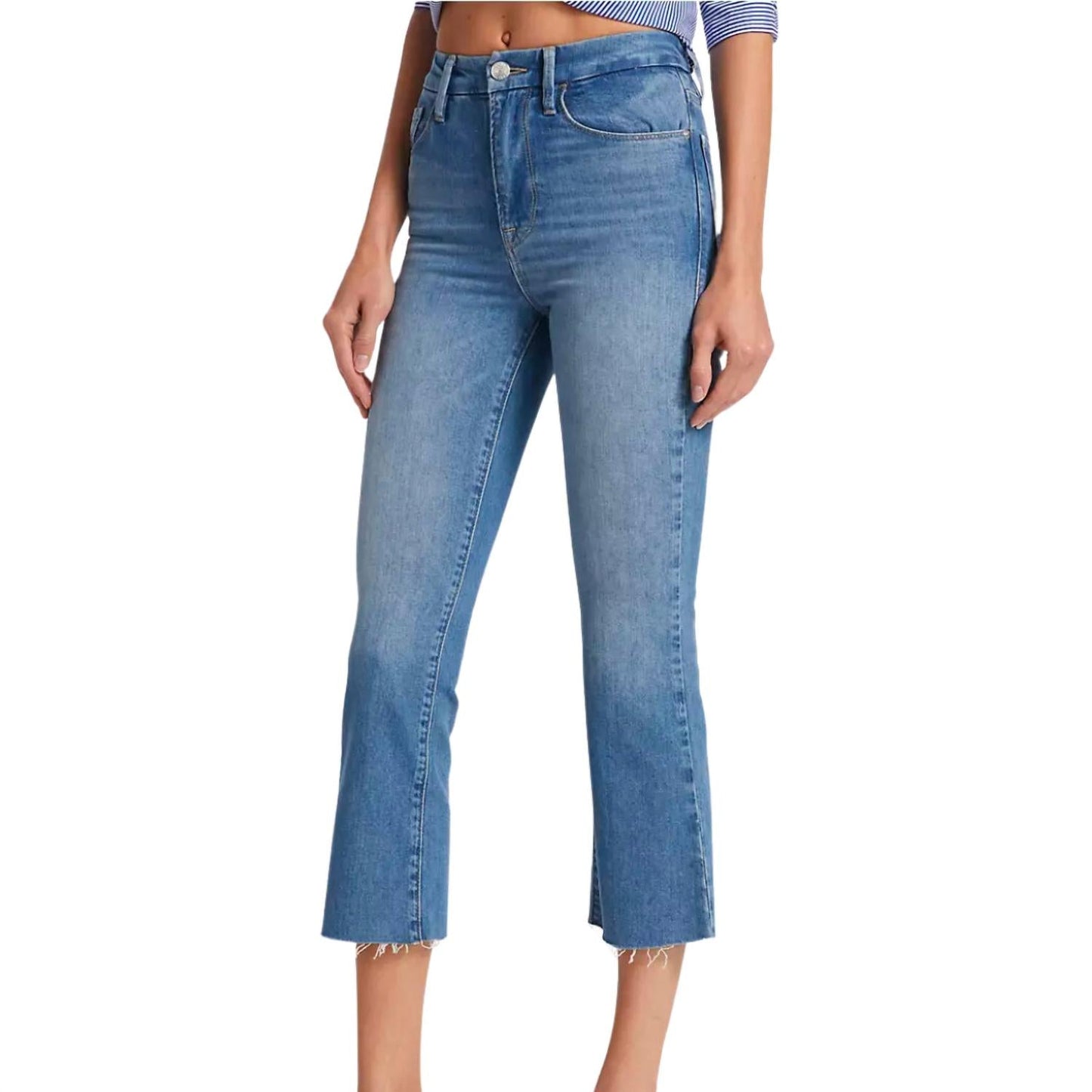 Frame - Le Super High Crop Mini Bot Raw Hem Jeans