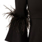Adrianna Papell - Bateau Neck Feather Trim Sheath Crepe Dress