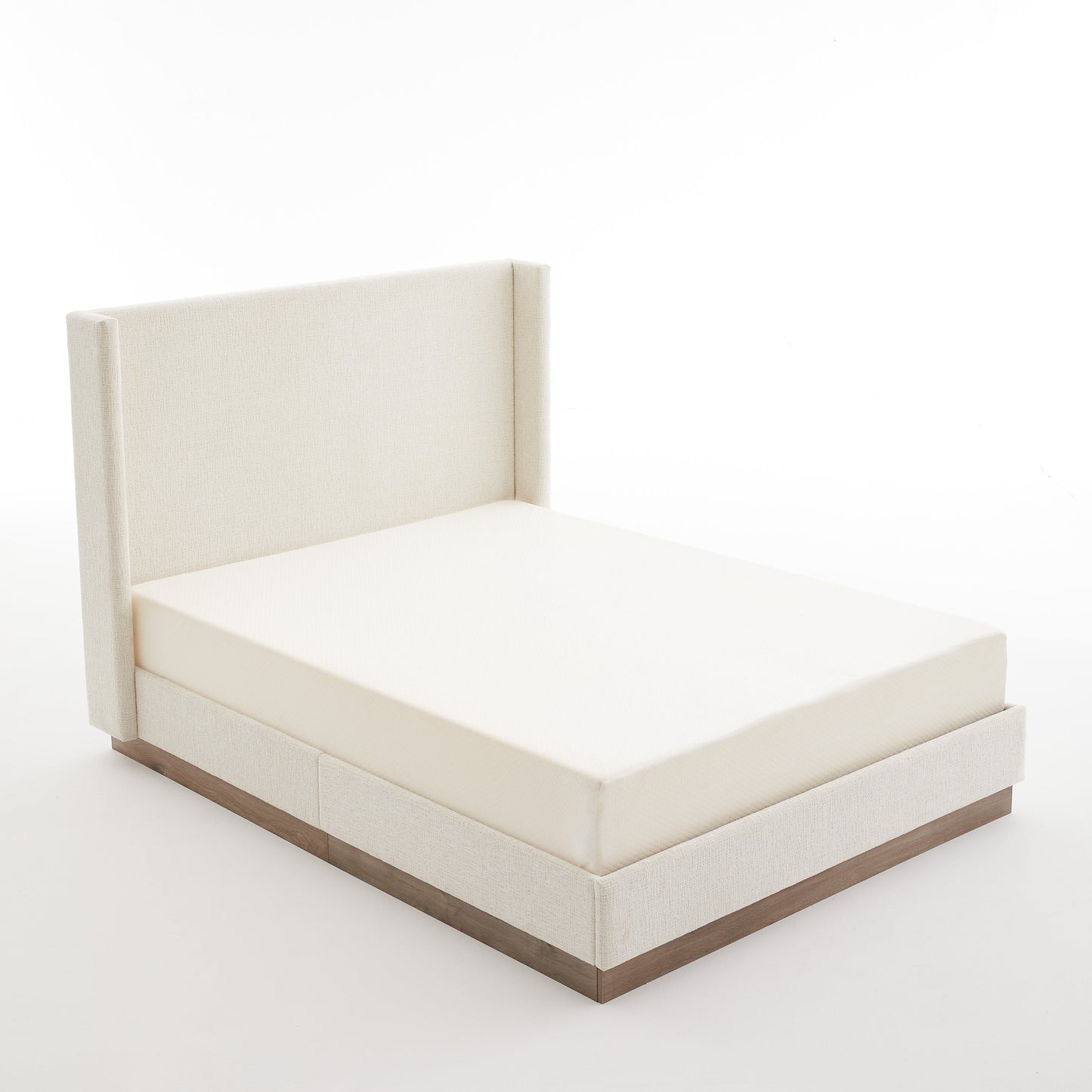 Hosford Upholstered Wingback Bed with Wood Base Platform
