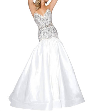 Mac Duggal - Vestido de baile de cetim enfeitado