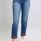 Judy Blue - Mid-rise Plaid Print Cuff Boyfriend Jeans