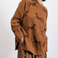 Easel - Round Neck Drop Shoulder Cheetah Printed Sweater - Plus