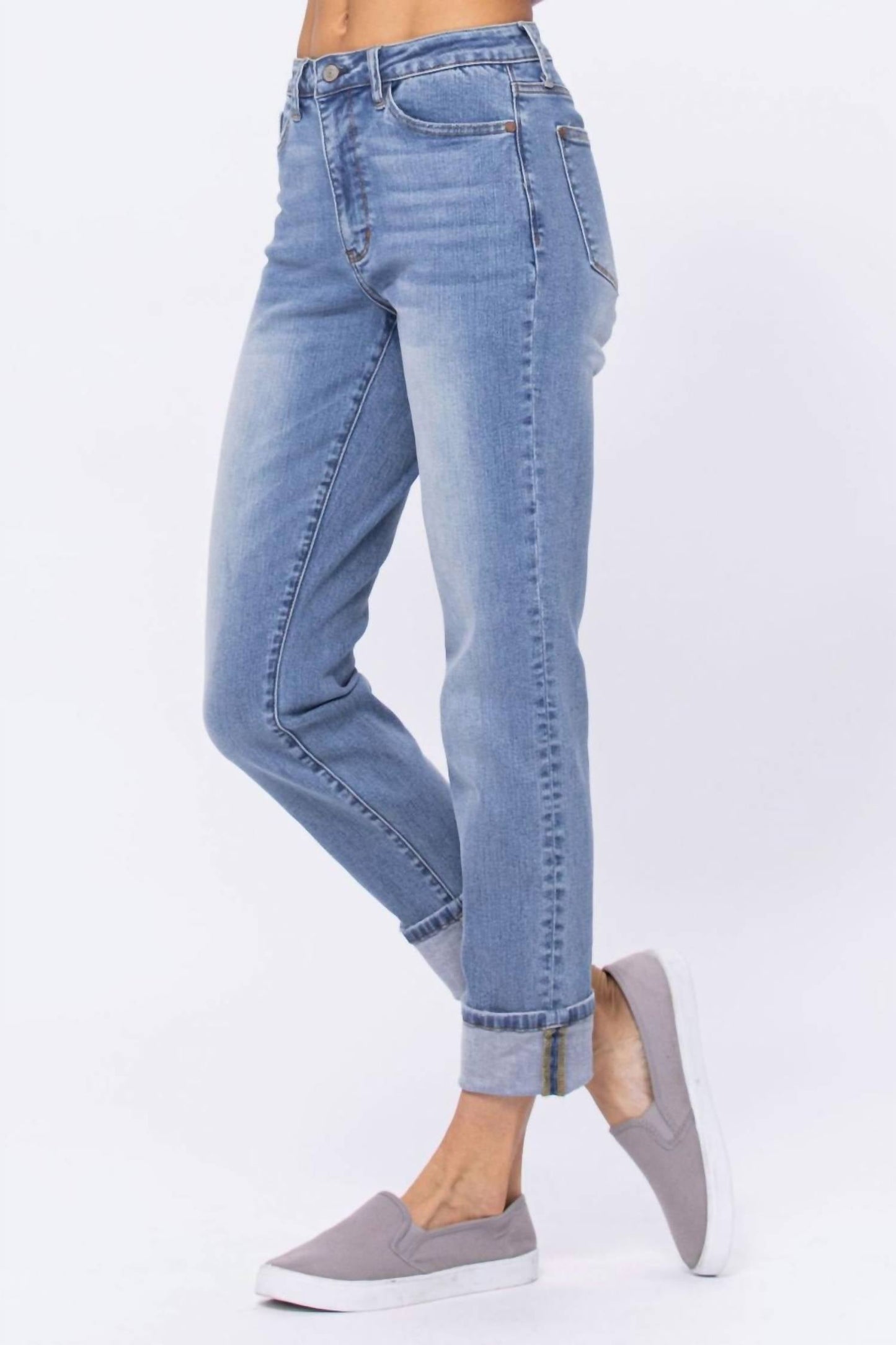 Judy Blue - Hi Waist Vintage Wash Boyfriend Jeans