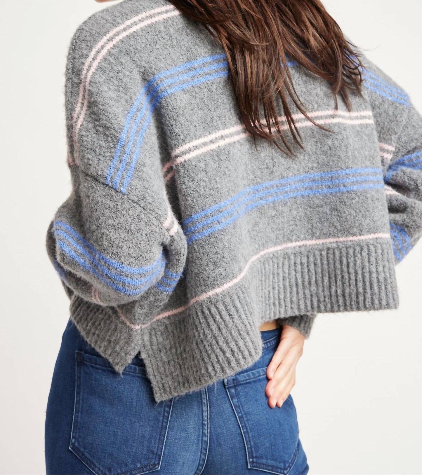 Self Contrast - Pink/blue Striped Rya Sweater