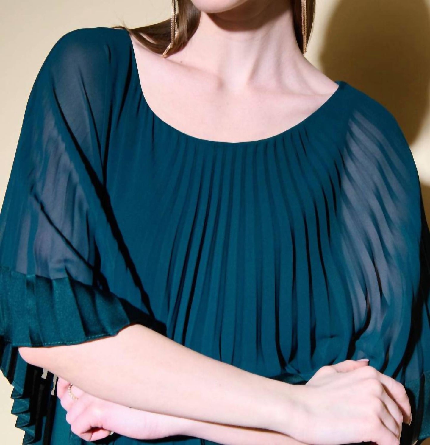 Joseph Ribkoff - Silky Knit Sheath Dress With ChiffonPleated Overlay