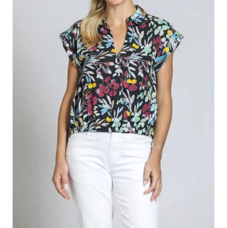 Apny - Blusa envolvente botânica feminina