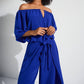 Joseph Ribkoff - Off-shoulder Belted Wide Leg Jumpsuit