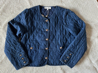 Entro - Austin Quilted Denim Collarless Jacket