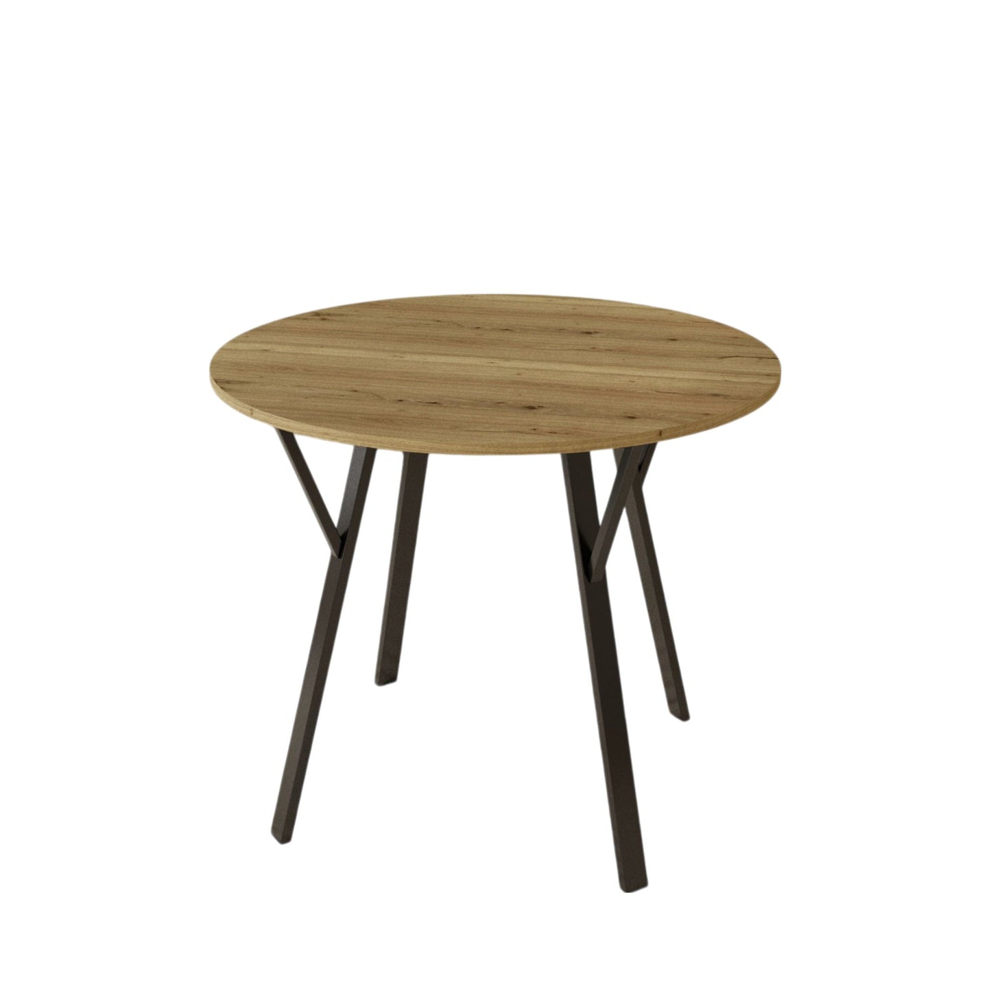 Round Dining Table, For 2 - 4 People - Rustic Brown