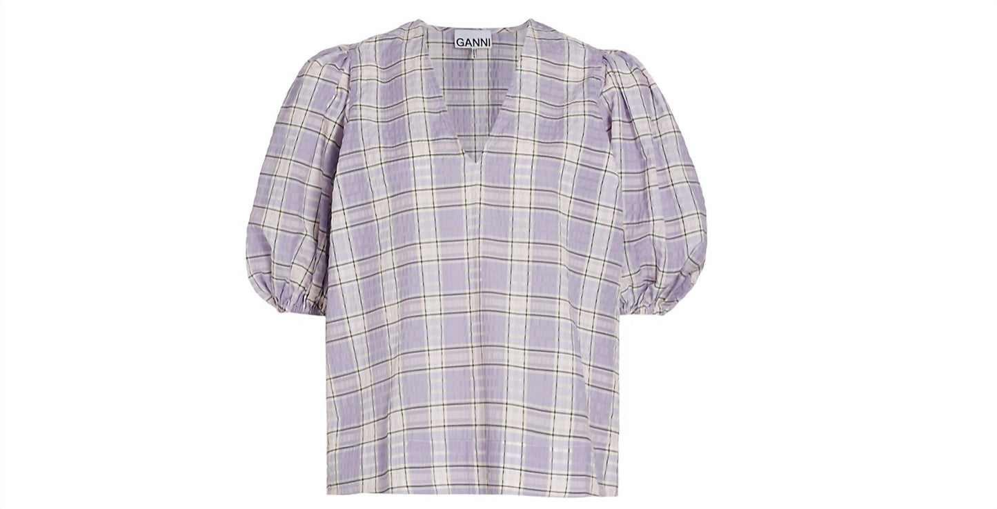 Ganni - Seersucker Check Top
