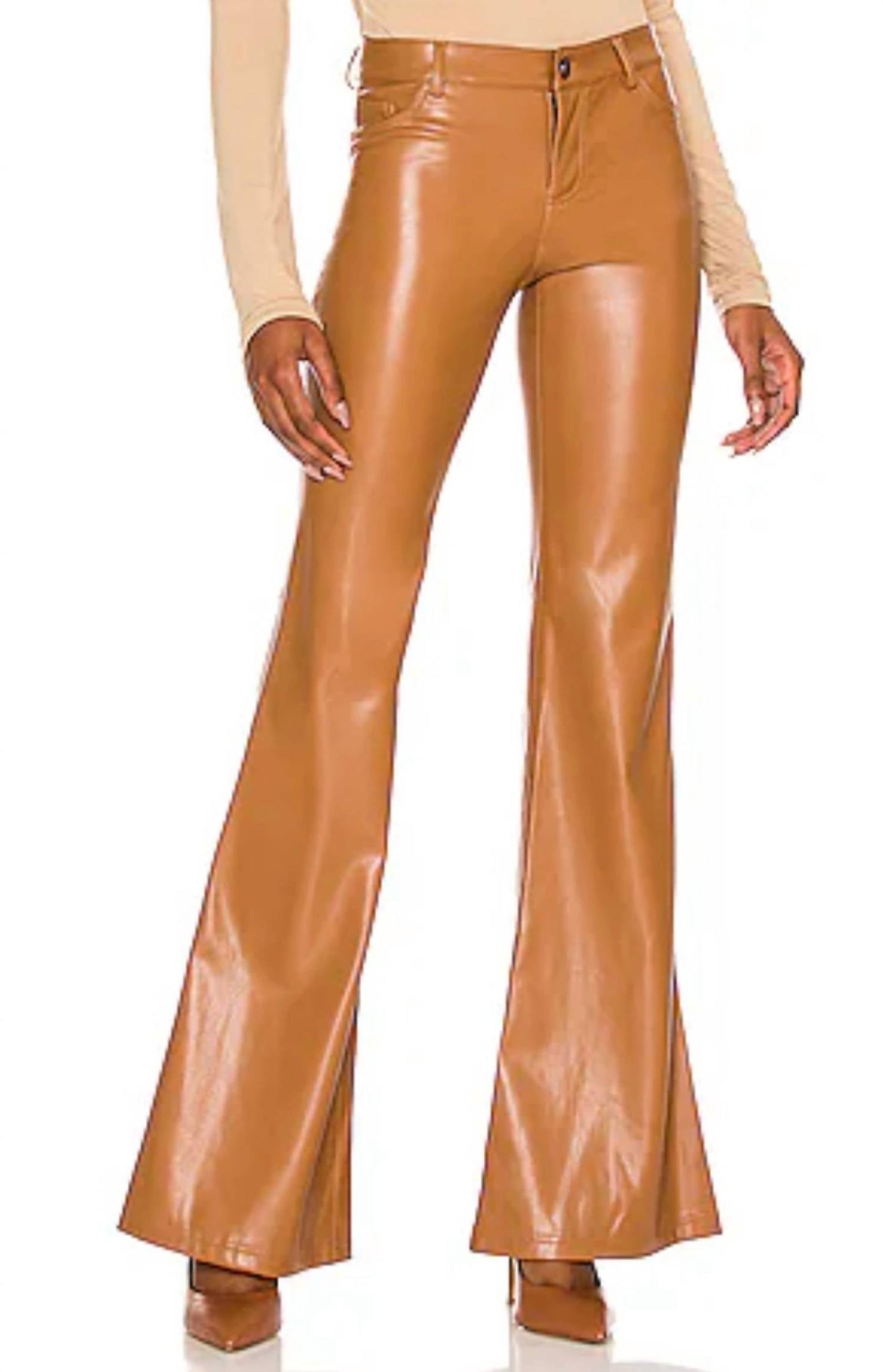 Alice + Olivia - Marshall Vegan Leather Crop Bell Pant