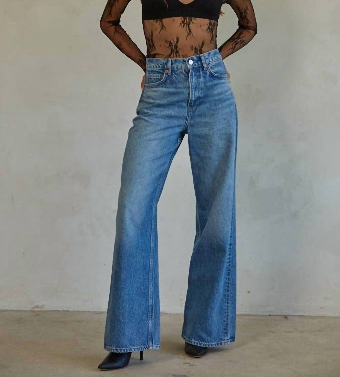 By Together - Knit Jacquard Lace Mock Neck Top