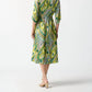 Joseph Ribkoff - Paisley Print Waist Tie Satin Midi Shirt Dress