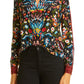 Alice + Olivia Eloise Button-Up Silk Blouse in Santa Monica Multi, Size X-Small