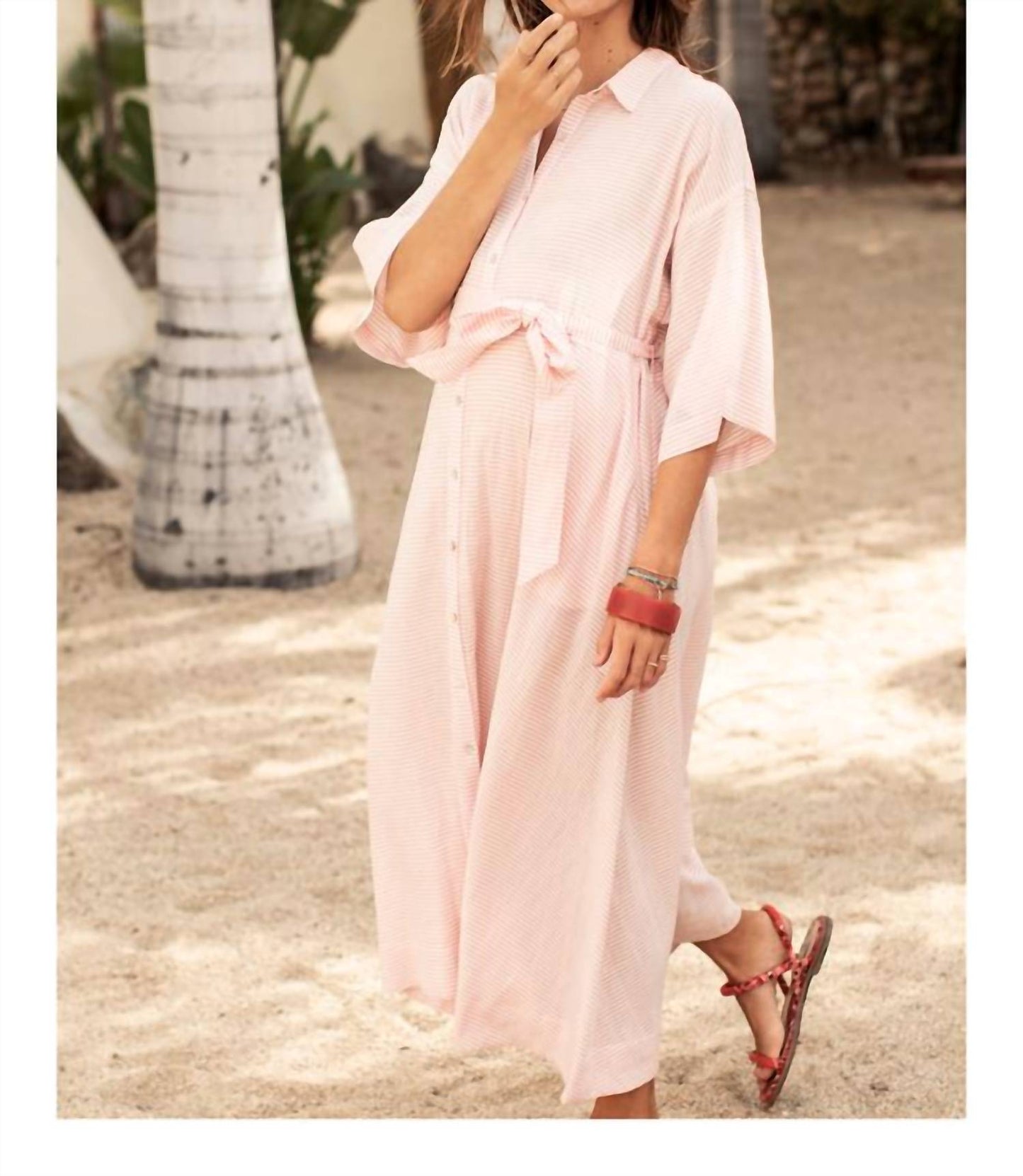 Hatch - The Elsa Stripe Linen Blend Maxi Dress