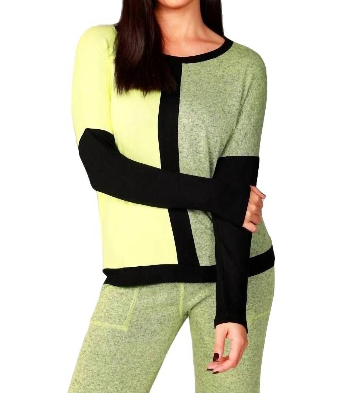 French Kyss - Long Sleeve Color Block Crew