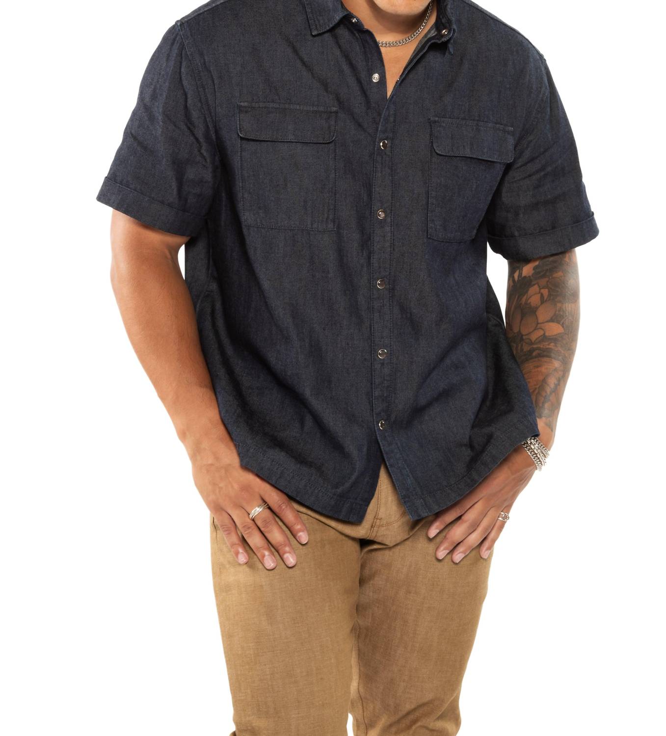 On This Day - Denim Short Sleeve Buttoned Shirt
