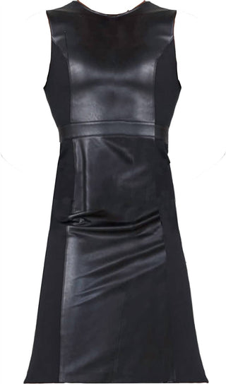 Spanx - Womens Leather Like Sleeveless Mixed Media Sheath Dress