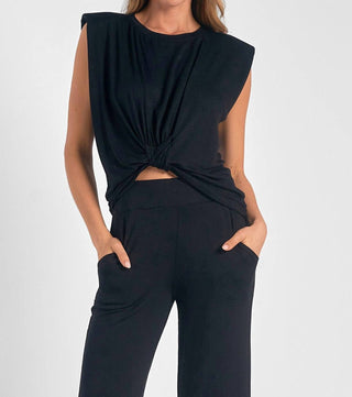 Elan - Blusa de gola redonda com manga curta e girável