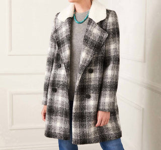 Karen Kane - Casaco com gola de pele de carneiro