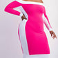 The Curve La - Plus Size Knit Color Block Midi Dress