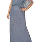 Adrianna Papell - Sequin One Shoulder Illusion Sleeve Blouson Gown - Plus
