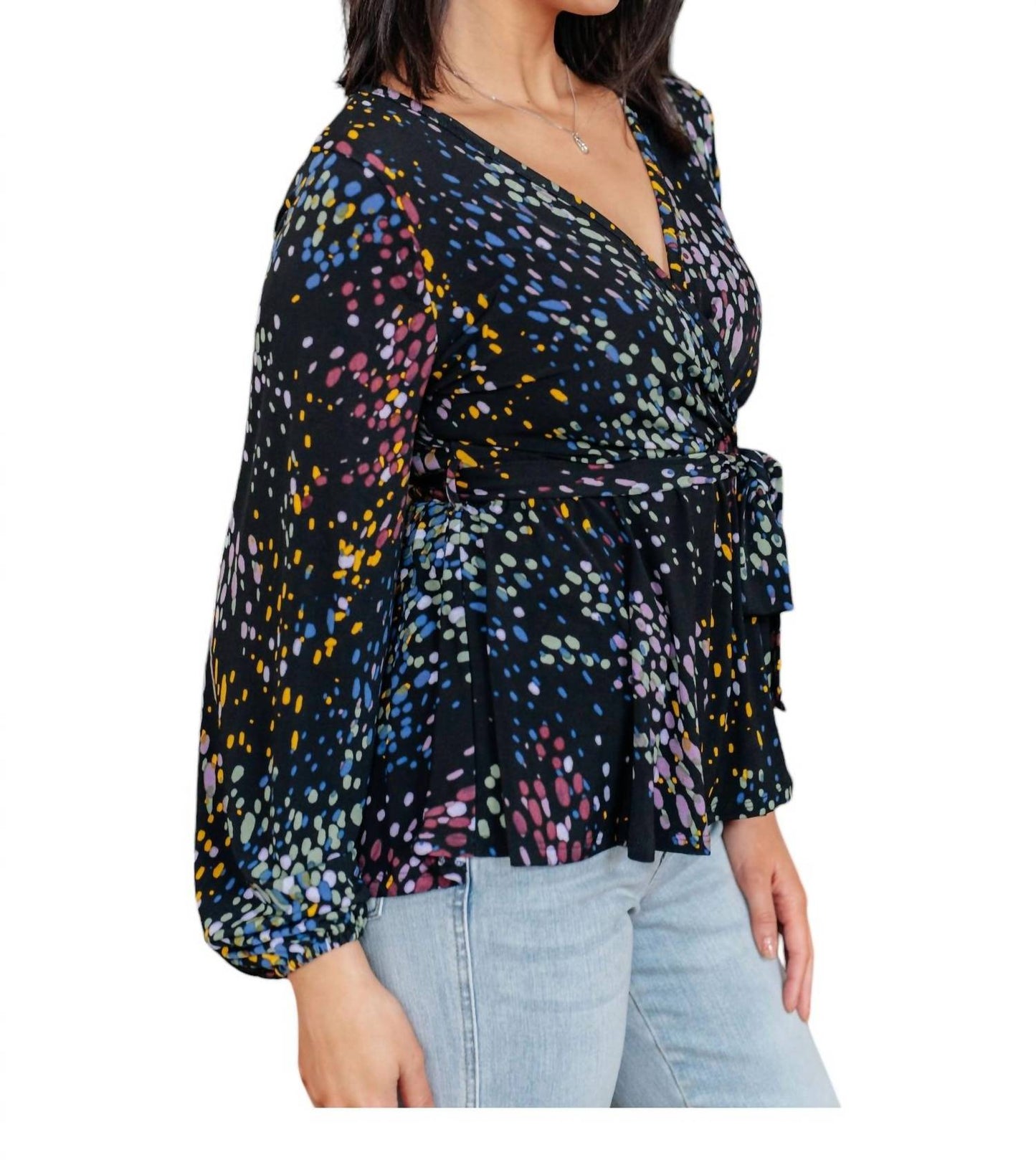 White Birch - Faux Wrap Top Long Sleeve