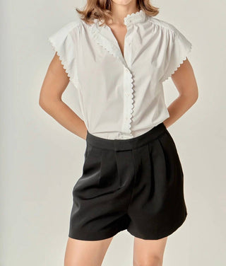 English Factory - Tally Scallop Trim Short Sleeve Shirt