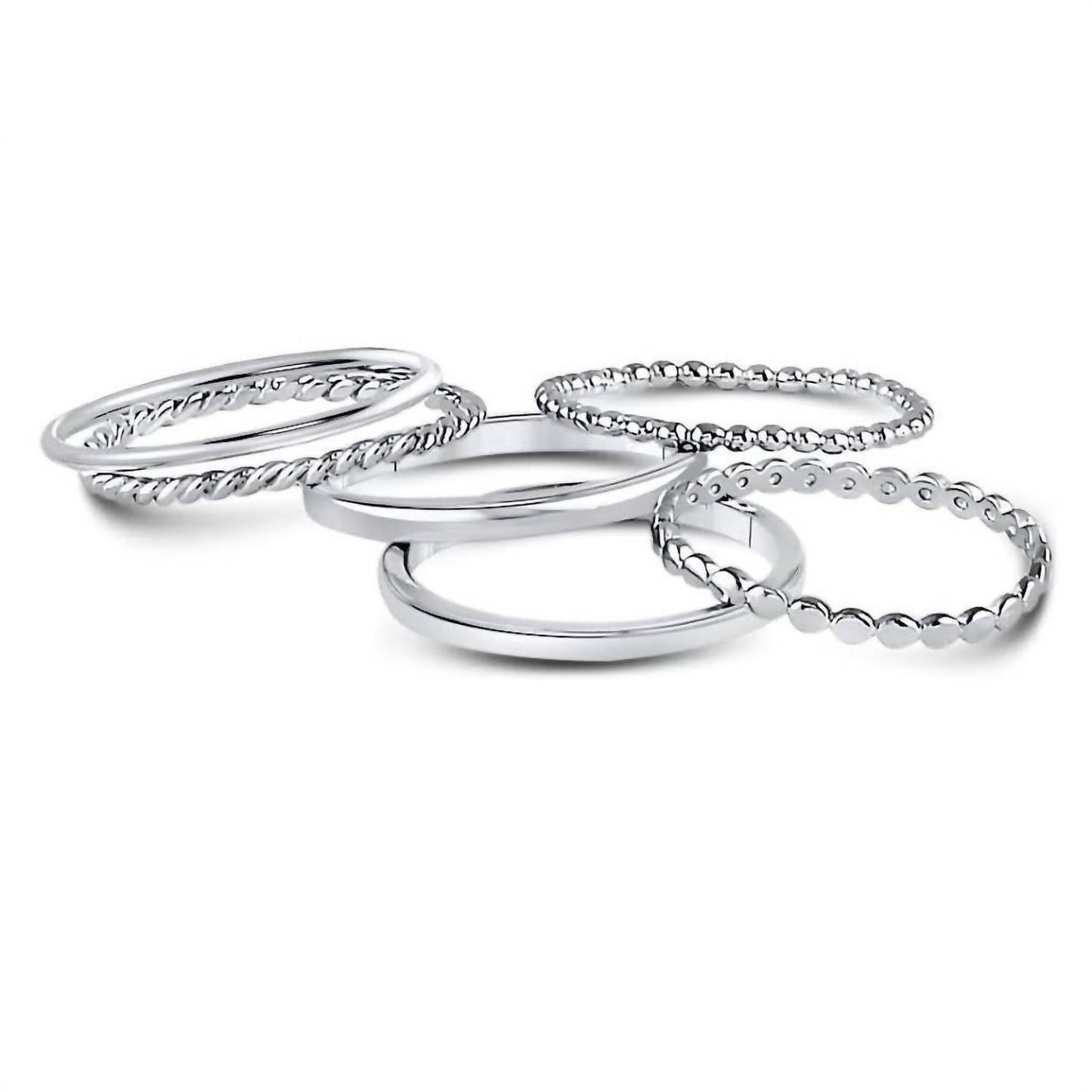 Allyanna Gifts - Women's Sterling Silver 6 Bands Stackable Set Ring