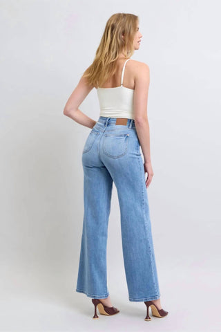 Judy Blue - Calça jeans larga tamanho grande com bolsos