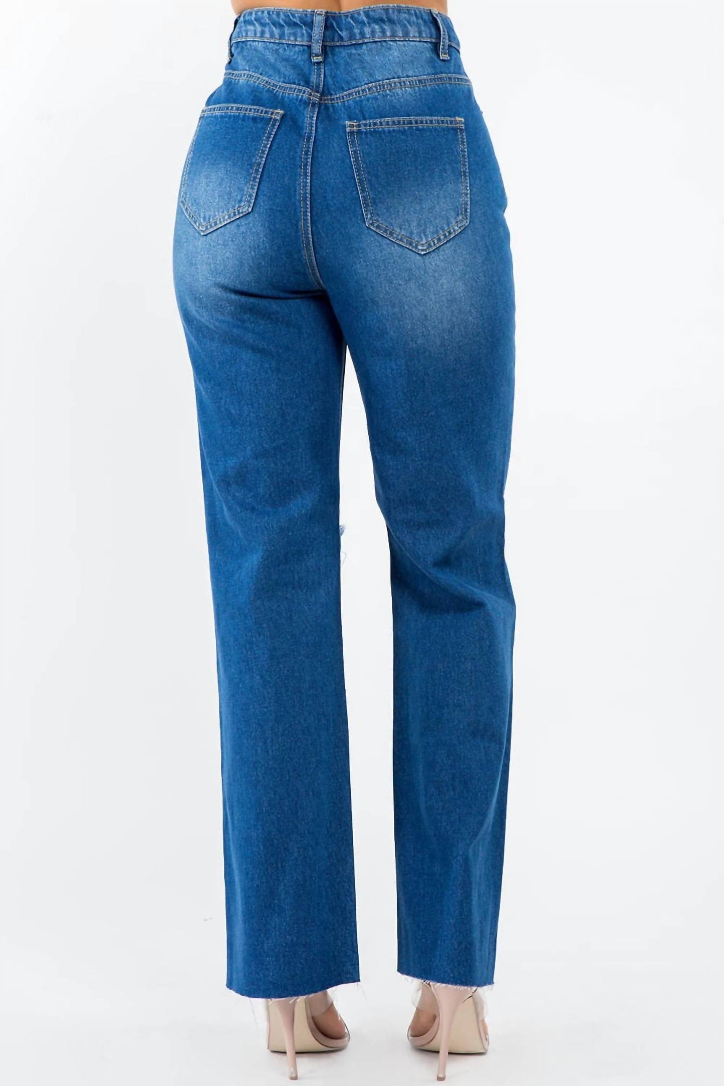 American Bazi - High Waist Distressed Wide Leg Jeans