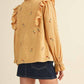 &Merci - Ruffled Smocked Embroidered Blouse