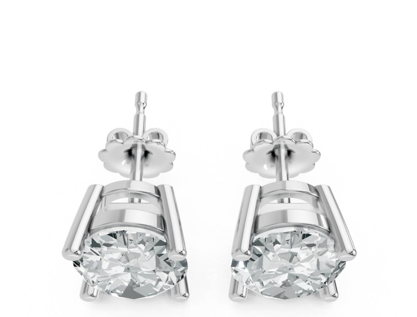 Aamiaa - Women's Oval Shape 4 Prong Push Back Studs