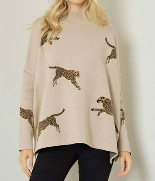 Entro - Leopard Poncho Tunic Sweater