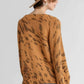 Umgee - Animal Print Round Neck Distressed Sweater
