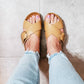 Qupid - Women's Buckle X-band Slip On Sandals