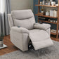 Chriki Beige Chenille & Black Finish Power Recliner with Lift, Heating, and Massage